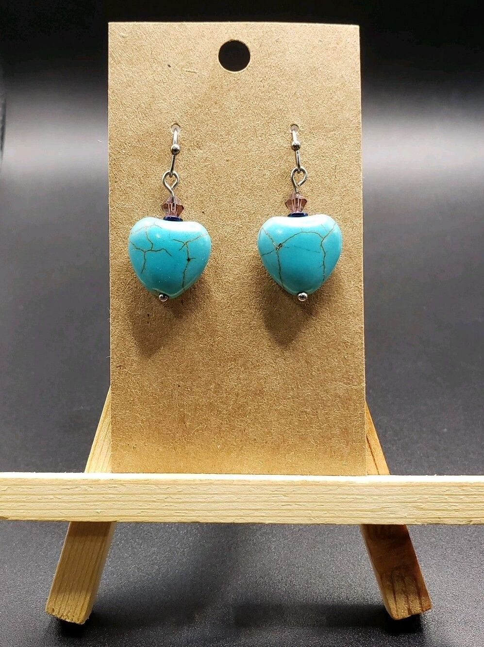 Dangle/Drop/Costume Glass & Heart Shaped Turquoise Stunning Hand Crafted Earring